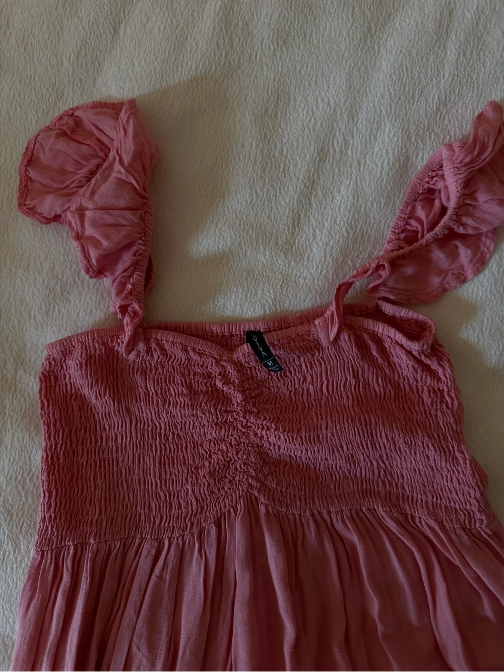 Raviya Pink Smocked High-Low Dress with Ruffle Straps